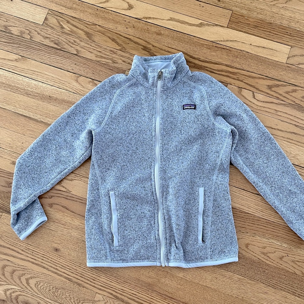 Patagonia Full Zip Girls Better Sweater Size 14 XL Purple Gray Color